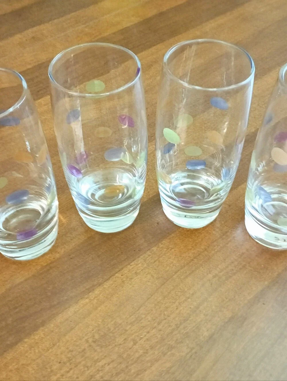 NWOT Set of 4 Pastel Polkadot Tea/Water Glasses